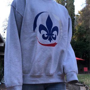 Gray Blue Red and White French Crewneck Sweatshirt